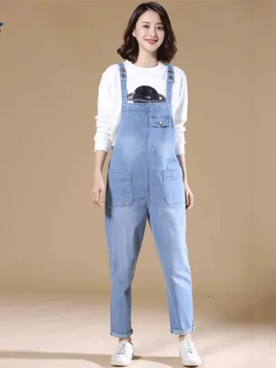 plastron-en-jean-clair Blue Look Light Jean Σαλοπέτες φόρμας