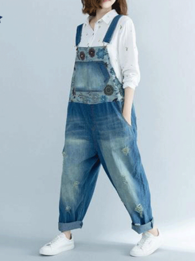 Jean Large Dungarees με Fleur d'Arabi