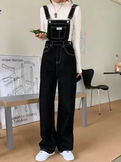 salopette-pantalon-femme Jean Σαλοπέτες Flare Dungarees γυναικεια παντελονι