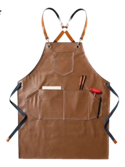 tablier-de-cuisine-marron Καφέ δερμάτινη ποδιά χειμωνιατικη